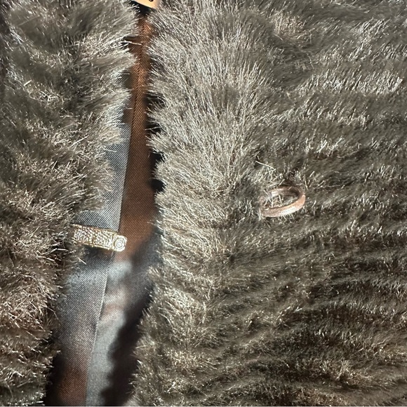 NANA CREATIONS USA Small Dark Chocolate Brown Faux Fur Ribbed Cropped Jacket - Picture 6 of 8